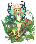  anzu_(pixiv) blonde_hair braid butterfly_wings fairy flower frog lily_of_the_valley mercedes odin_sphere pink_eyes plant red_eyes solo twin_braids wings 