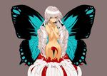  blue_wings breasts butterfly_wings copyright_request drill_hair makino_(pixiv) nipples nude small_breasts solo wings 