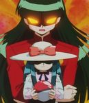  doll eyes glowing glowing_eyes gym gym_leader holding holding_poke_ball long_hair natsume_(pokemon) poke_ball poke_ball_(generic) pokemon pokemon_(anime) screencap stitched third-party_edit 