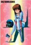  80s artist_request barefoot boots brown_hair helmet high_heels highres jpeg_artifacts leina_stol machine_robo machine_robo_chronos_no_gyakushuu oldschool pink_eyes shoes single_shoe solo 