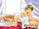  artist_request bed konno_mitsune love_hina lying multiple_girls narusegawa_naru nude 