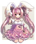  animal_ears bunny_ears character_name detached_sleeves di_gi_charat dice_hair_ornament dress drop_shadow eyebrows_visible_through_hair full_body hair_ornament katahira_masashi long_hair looking_at_viewer ribbon smile solo twintails usada_hikaru very_long_hair wrist_ribbon 