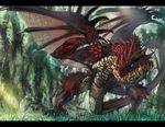  bad_pixiv_id dragon fire forest fura monster_hunter nature no_humans rathalos scales wyvern 