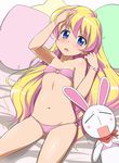  bikini blonde_hair blue_eyes bracelet child flat_chest jewelry long_hair mesousa navel pani_poni_dash! rebecca_miyamoto swimsuit youkan 