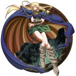  armor bad_id bad_pixiv_id blonde_hair blue_cape blue_eyes cape deedlit highres legs long_hair ootsuki_wataru record_of_lodoss_war sheath sheathed smile solo very_long_hair weapon 