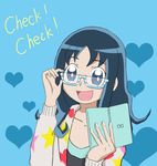  bad_id bad_pixiv_id blue_eyes blue_hair english glasses handheld_game_console heart heartcatch_precure! kurumi_erika long_hair nintendo_ds precure solo star sweater the_third_man 