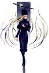  blonde_hair boots diolemonde dress floating_hair fur_hat ginga_tetsudou_999 ground_vehicle hat highres long_hair maetel moon solo space star train very_long_hair walking 