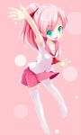  aqua_eyes child kuro_(be_ok) original pink_hair ponytail school_uniform solo thighhighs 