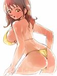  ass bikini breasts brown_eyes brown_hair halterneck huge_breasts igarasy original solo swimsuit thong_bikini 