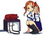  amplifier backpack bag blue_eyes child copyright_request orange_hair randoseru shimura_nobuo socks solo squatting twintails v 