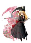  blonde_hair hat lily_black lily_white long_hair masu_shu red_eyes scythe silhouette solo touhou wings 