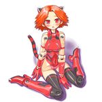  :o animal_ears arm_support bad_id bad_pixiv_id bare_shoulders black_legwear blush boots busou_shinki claws dd_(ijigendd) doll_joints elbow_gloves fangs full_body gloves halterneck high_heel_boots high_heels highleg highleg_leotard knee_boots leotard orange_hair red_eyes red_footwear red_gloves red_leotard shadow short_hair simple_background sitting solo striped tail thighhighs tiger_ears tiger_tail tigris wariza white_background 