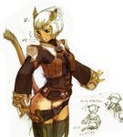  1girl animal_ears blush branch_(blackrabbits) cat_ears cat_tail character_request final_fantasy final_fantasy_xi green_eyes mithra pulled_by_self shorts shorts_pull shorts_tan sketch spit_take spitting tail tan tanline thighhighs translated white_background white_hair 