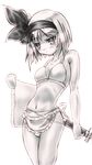  apron bra greyscale hairband hase_nanase katana konpaku_youmu lingerie monochrome nearly_naked_apron panties ribbon short_hair solo sword touhou towel underwear weapon 