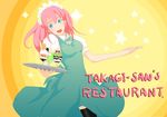  :d bad_id bad_pixiv_id blue_eyes borrowed_character bow bowtie character_name desert dessert dress food holding holding_tray maid maid_headdress nanahime open_mouth original parfait pink_hair short_sleeves smile solo takagi_(tansuke) tray 