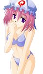  bad_id bad_pixiv_id bikini engo_(aquawatery) hat pink_hair purple_eyes saigyouji_yuyuko short_hair solo swimsuit touhou 