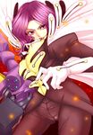  cameltoe cape code_geass cornelia_li_britannia gloves kannagi_kaname mecha pantyhose purple_eyes purple_hair solo uniform 