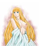  aqua_eyes blonde_hair breasts gundam kihel_heim large_breasts long_hair ringlets sabachiyo_land solo topless turn_a_gundam 