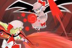  bad_id bad_pixiv_id blonde_hair blue_hair brooch danmaku flandre_scarlet flying hat jewelry laevatein multiple_girls red_eyes remilia_scarlet ribbon short_hair siblings sisters spear_the_gungnir suteinu_(stain) touhou wings 