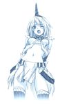  blue horn kirin_(armor) loincloth midriff monochrome monster_hunter navel one_eye_closed solo thighhighs yasuyuki 