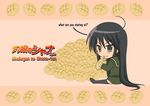  ahoge artist_request black_eyes black_hair black_legwear blush blush_stickers bread chibi eating english food food_on_face from_behind jpeg_artifacts long_hair looking_at_viewer looking_back melon_bread open_mouth school_uniform serafuku shakugan_no_shana shakugan_no_shana-tan shana sitting skirt solo source_request thighhighs very_long_hair wallpaper zettai_ryouiki 