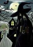  artist_request black_hair blonde_hair book candy copyright_request food hat moon multiple_girls witch witch_hat 