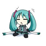  akiko-sou aqua_hair blush chibi hatsune_miku long_hair lowres necktie saliva solo spring_onion thighhighs twintails vocaloid 