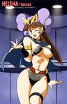  armband breasts brown_hair cape cosplay covered_nipples hat jilpoong17 large_breasts mazinger_z mecha one_eye_closed panties solo thigh_strap underboob underwear yumi_sayaka 