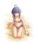  ahoge barefoot bikini hands_on_feet kasuga_yukihito mahou_sensei_negima! miyazaki_nodoka side-tie_bikini sitting solo swimsuit wariza 