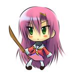  blush_stickers bokken chibi chipa_(arutana) green_eyes hair_ornament hairclip hayate_no_gotoku! katsura_hinagiku long_hair lowres masamune_bokken pantyhose pigeon-toed pink_hair school_uniform smile solo sword tsurime very_long_hair weapon white_legwear wooden_sword 