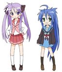  cosplay eunos hiiragi_kagami izumi_konata kita_high_school_uniform kyonko kyonko_(cosplay) lowres lucky_star mole mole_under_eye multiple_girls school_uniform suzumiya_haruhi_no_yuuutsu 