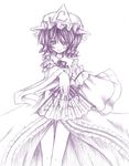  miwa_maku monochrome purple saigyouji_yuyuko sketch solo touhou 