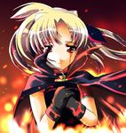  arm_belt blonde_hair blood cape fate_testarossa fire gloves lyrical_nanoha magical_girl mahou_shoujo_lyrical_nanoha mahou_shoujo_lyrical_nanoha_a's ootori_mahiro solo 