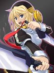  blonde_hair blue_eyes copyright_request solo sword tsukinami_kousuke weapon 