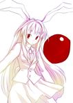  animal_ears bunny_ears kiriu monochrome red_eyes reisen_udongein_inaba solo spot_color touhou 
