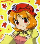  aki_minoriko character_name leaf lowres manji_taba shikishi solo touhou 