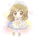  chibi clannad ibuki_fuuko long_hair low-tied_long_hair mirai_(sugar) solo waitress 