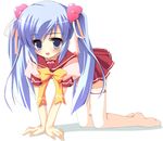  all_fours blush bow bowtie copyright_request full_body heart meito_(maze) solo thighhighs twintails white_legwear 