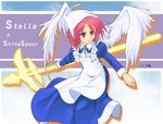  copyright_request maid pink_hair polearm solo spear tsukinami_kousuke weapon wings 