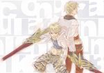  artist_request blonde_hair child_gilgamesh drill dual_persona ea_(fate/stay_night) fate/hollow_ataraxia fate/stay_night fate_(series) gilgamesh male_focus midriff navel younger 