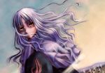  artist_request caren_hortensia cloud cloudy_sky day dutch_angle expressionless fate/stay_night fate_(series) floating_hair light_rays long_hair looking_at_viewer outdoors shaded_face silver_hair sky solo sunlight upper_body wind yellow_eyes 