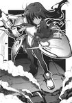  greyscale highres long_hair monochrome owari_no_chronicle pantyhose satoyasu shinjou_sadagiri shinjou_sadame solo 