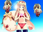  artist_request blonde_hair bow bow_panties bra chibi heart kusugawa_sasara lingerie long_hair panties red_panties thighhighs to_heart_2 underwear underwear_only 