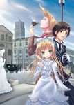  blonde_hair brown_eyes brown_hair carriage gosick gothic gothic_lolita green_eyes greville_de_blois holding holding_pipe horse kujou_kazuya lolita_fashion multiple_boys parasol pipe rokuro umbrella victorica_de_blois 