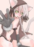  :p animal_ears braid copyright_request gloves green_eyes saibashi silver_hair solo tongue tongue_out 