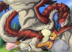  abdominal_bulge anal anthro anthro_on_feral balls bestiality big_balls big_dom_small_sub big_penis canid canine capcom cum cum_inflation dragon duo feral fox girly huge_balls huge_penis hyper inflation male mammal monster_hunter penis rathalos size_difference video_games wolfyhero xilrayne 