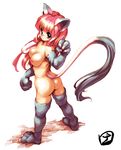  animal_ears ass blue_eyes breasts cat_ears cat_tail copyright_request elbow_gloves gloves hisahiko medium_breasts nipples nude paw_gloves paws pink_hair solo tail thighhighs 