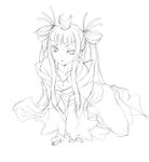  all_fours greyscale houmei kneeling long_hair matsukura_nemu monochrome shining_(series) shining_wind sketch solo 