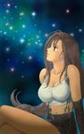  artist_request brown_hair final_fantasy final_fantasy_vii long_hair low-tied_long_hair miniskirt pencil_skirt skirt solo star suspender_skirt suspenders tifa_lockhart 