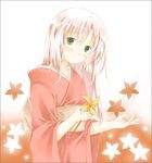  aoya_minako copyright_request green_eyes japanese_clothes kimono leaf pink_hair pinwheel solo 